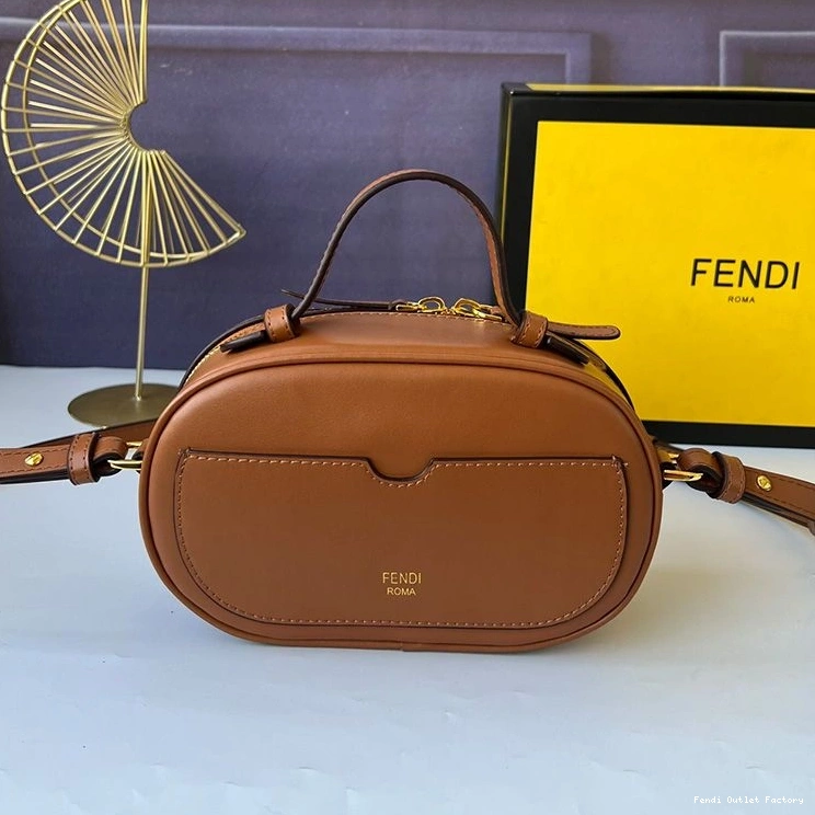 Cheap HOT Calf Case O'Lock In Leather Brown Mini Camera Fendi 0806